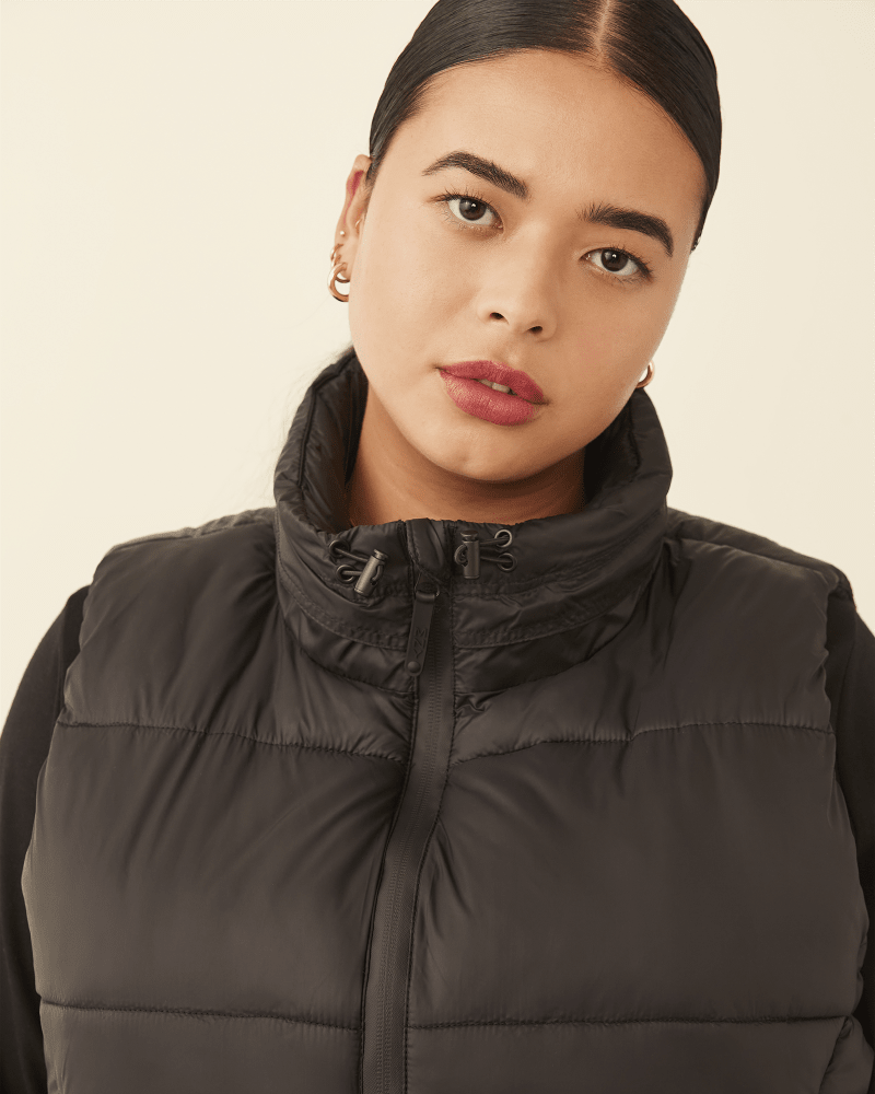 Front of plus size Iris Packable Puffer Vest by Marc NY | Dia&Co | dia_product_style_image_id:177947